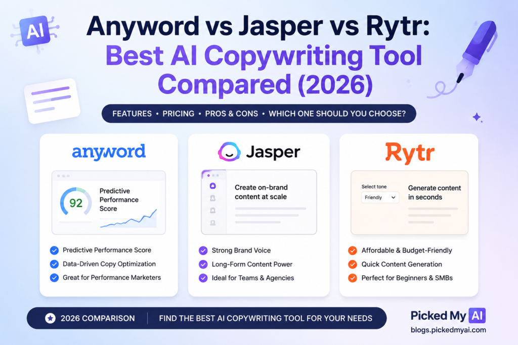 Anyword vs Jasper vs Rytr: Best AI Copywriting Tool Compared (2026)
